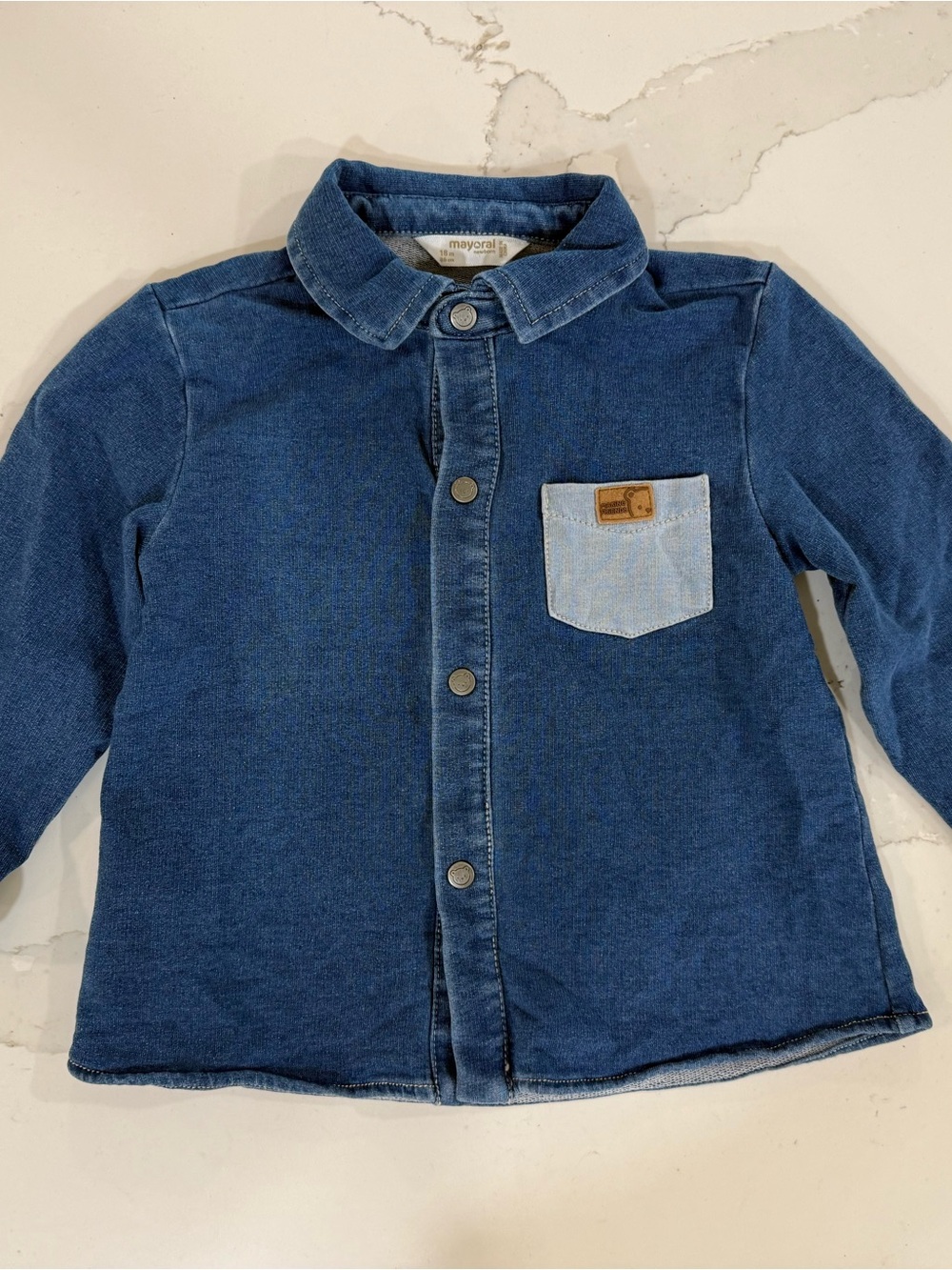 Mayoral Denim Button Up Pocket Shirt 18M